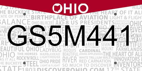 GS5M441 Ohio License Plate