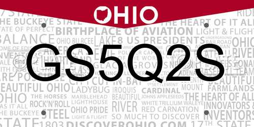 GS5Q2S Ohio License Plate
