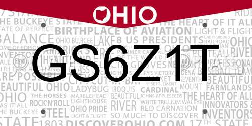 GS6Z1T Ohio License Plate