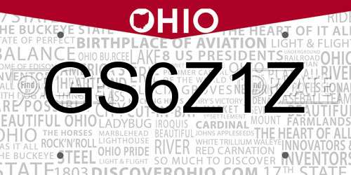 GS6Z1Z Ohio License Plate
