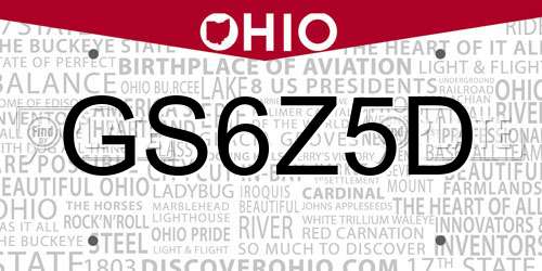 GS6Z5D Ohio License Plate
