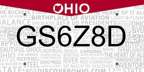 GS6Z8D Ohio License Plate