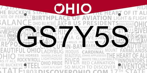 GS7Y5S Ohio License Plate
