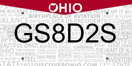 GS8D2S Ohio License Plate