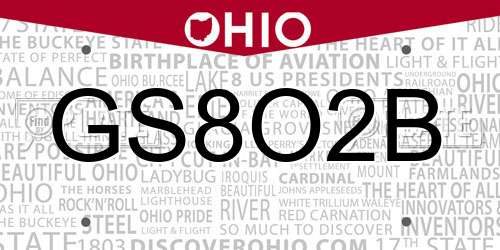 GS8O2B Ohio License Plate