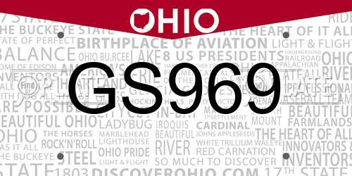 GS969 Ohio License Plate