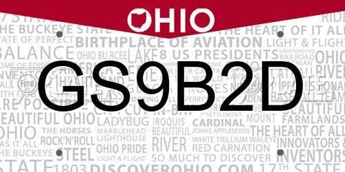GS9B2D Ohio License Plate