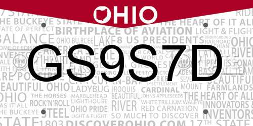 GS9S7D Ohio License Plate