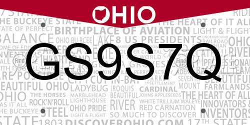 GS9S7Q Ohio License Plate