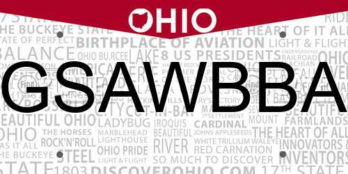 GSAWBBA Ohio License Plate