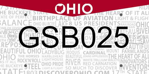 GSB025 Ohio License Plate