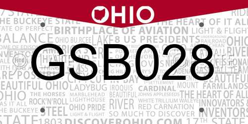 GSB028 Ohio License Plate