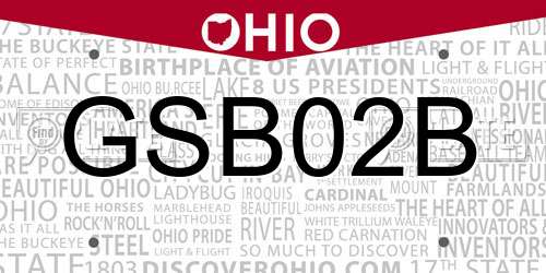 GSB02B Ohio License Plate