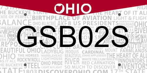 GSB02S Ohio License Plate