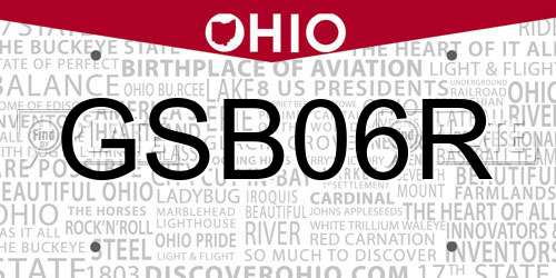 GSB06R Ohio License Plate