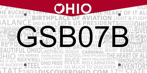 GSB07B Ohio License Plate