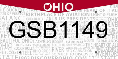 GSB1149 Ohio License Plate