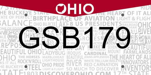 GSB179 Ohio License Plate