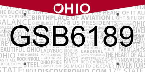 GSB6189 Ohio License Plate