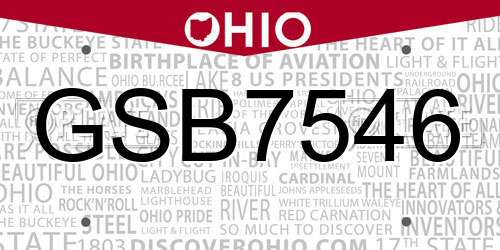 GSB7546 Ohio License Plate