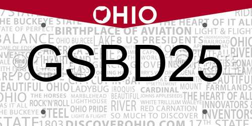 GSBD25 Ohio License Plate