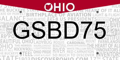 GSBD75 Ohio License Plate