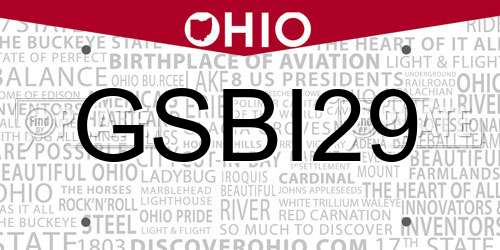 GSBI29 Ohio License Plate