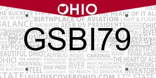 GSBI79 Ohio License Plate