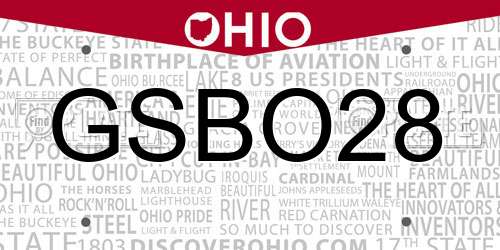 GSBO28 Ohio License Plate