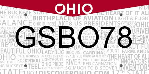 GSBO78 Ohio License Plate