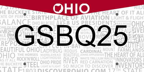 GSBQ25 Ohio License Plate