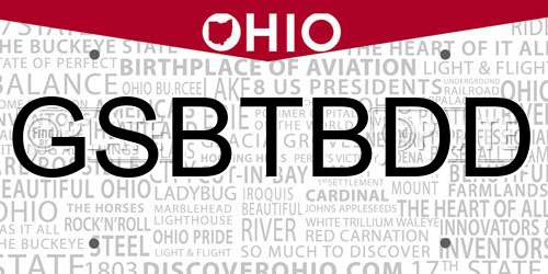 GSBTBDD Ohio License Plate