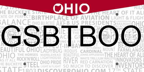 GSBTBOO Ohio License Plate