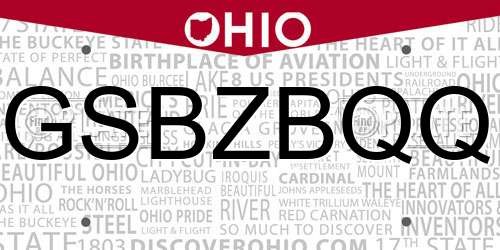 GSBZBQQ Ohio License Plate