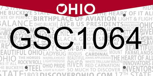 GSC1064 Ohio License Plate