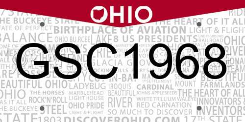 GSC1968 Ohio License Plate