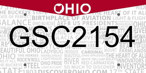 GSC2154 Ohio License Plate