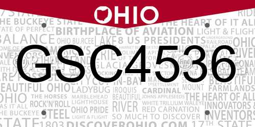 GSC4536 Ohio License Plate