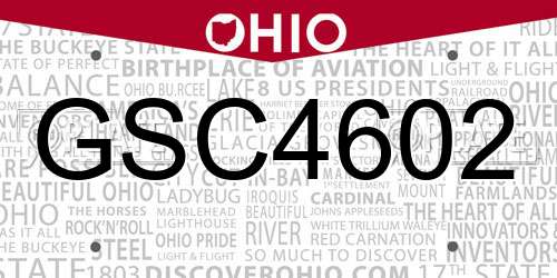 GSC4602 Ohio License Plate