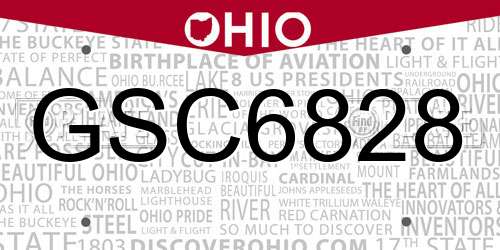 GSC6828 Ohio License Plate
