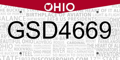 GSD4669 Ohio License Plate