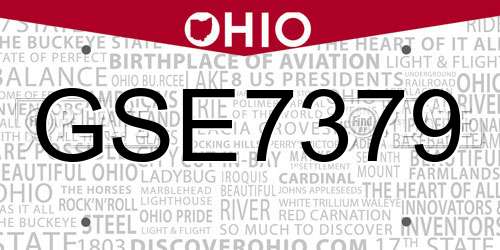 GSE7379 Ohio License Plate