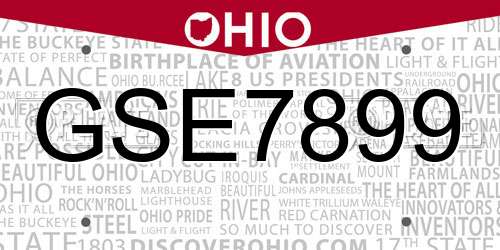 GSE7899 Ohio License Plate