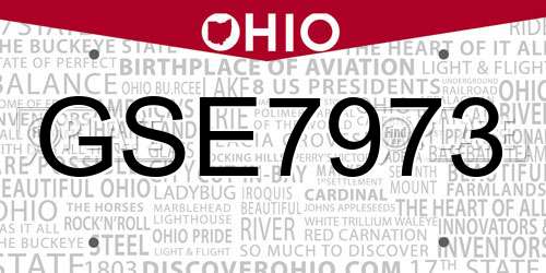 GSE7973 Ohio License Plate