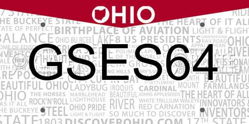 GSES64 Ohio License Plate