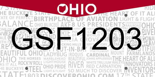 GSF1203 Ohio License Plate