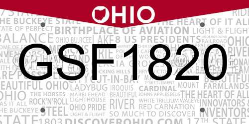 GSF1820 Ohio License Plate