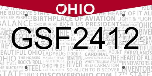GSF2412 Ohio License Plate