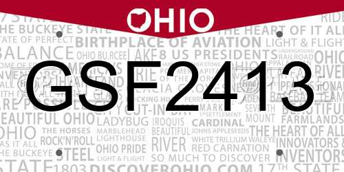 GSF2413 Ohio License Plate