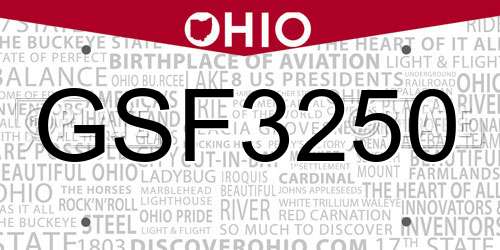 GSF3250 Ohio License Plate